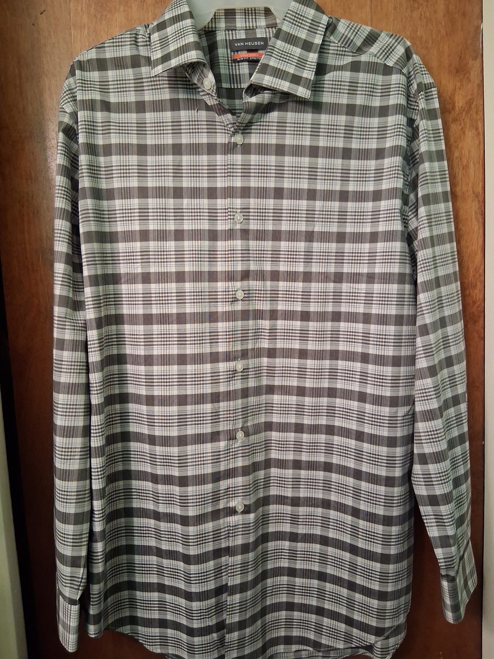 Van Heusen Men's Green Plaid Dress Shirt